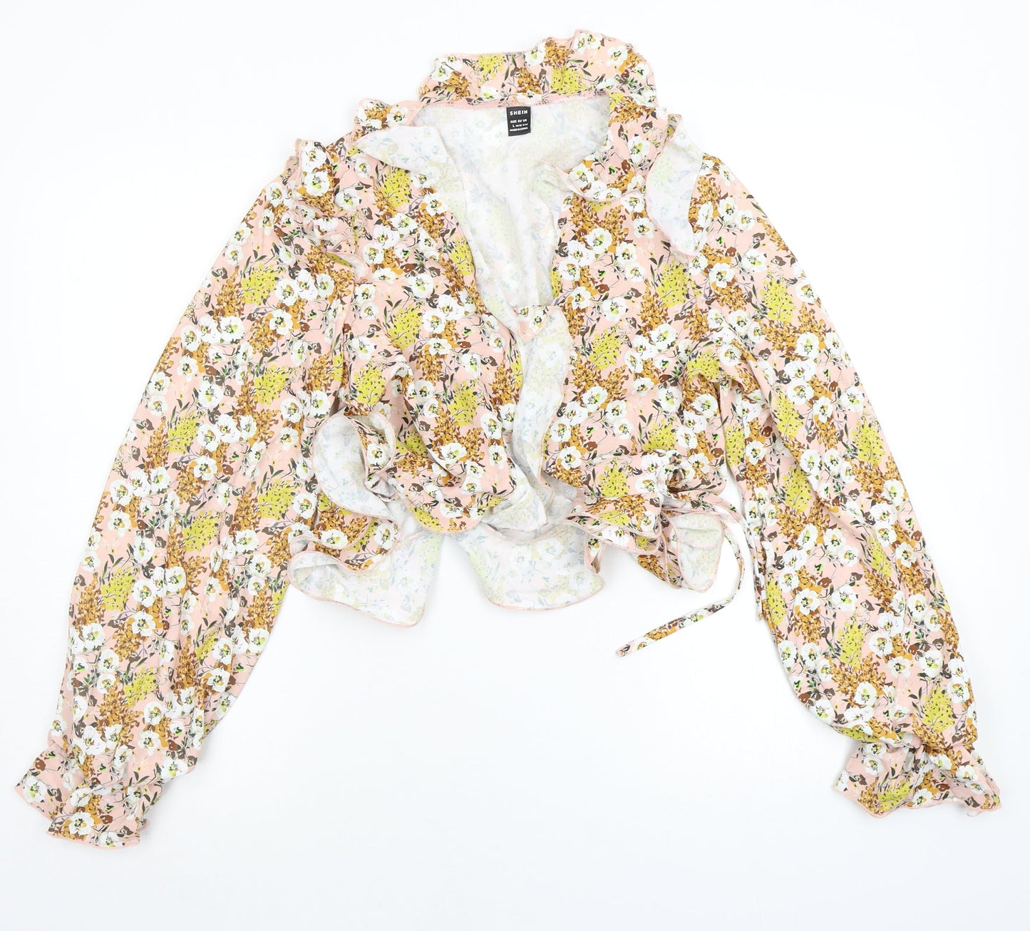 SheIn Womens Beige Floral  Cardigan Jumper Size L