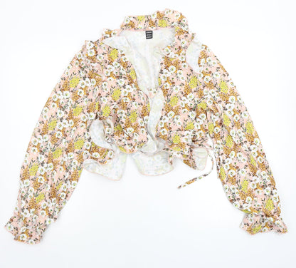 SheIn Womens Beige Floral  Cardigan Jumper Size L