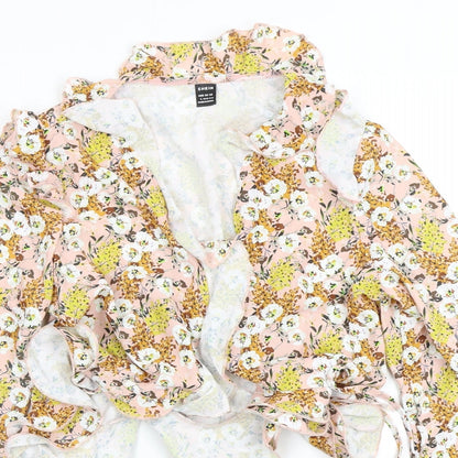 SheIn Womens Beige Floral  Cardigan Jumper Size L