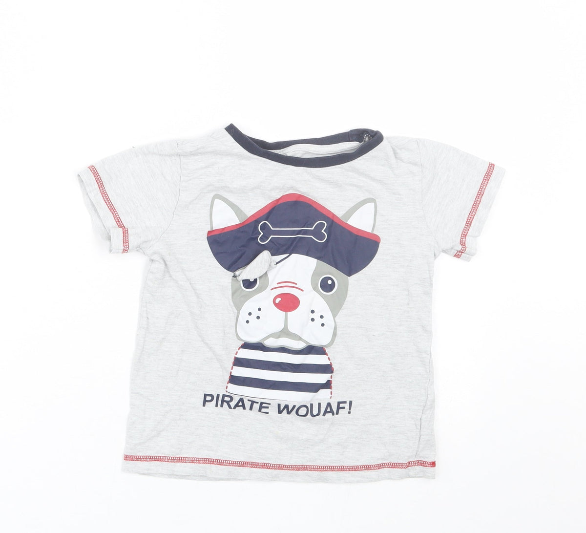 Additional front view of U essential boys’ grey basic t-shirt, size 4, years - dog