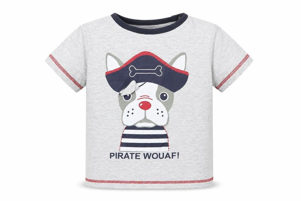 Front view of U essential boys’ grey basic t-shirt, size 4, years - dog