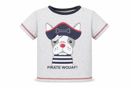 Front view of U essential boys’ grey basic t-shirt, size 4, years - dog