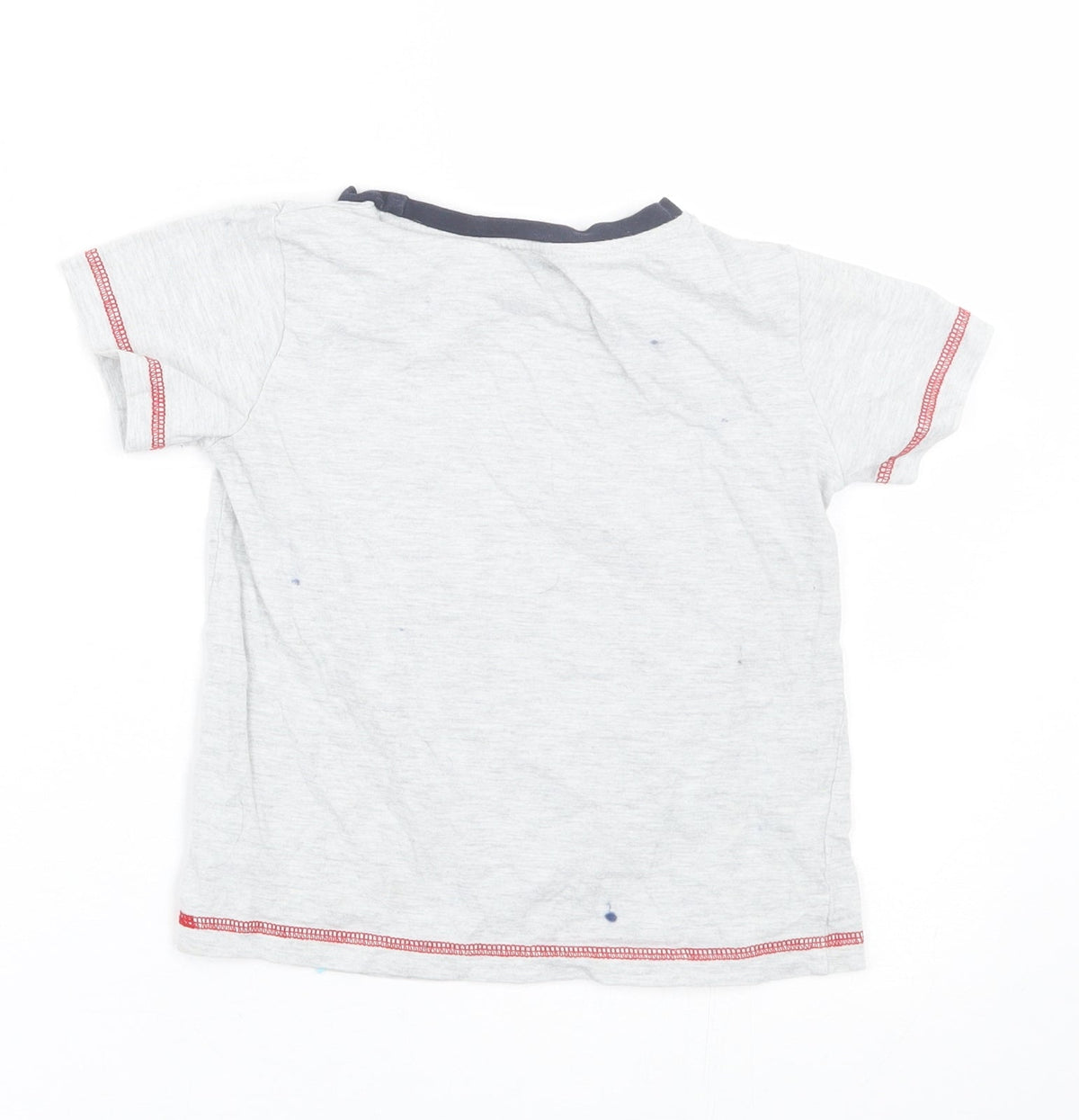 Back view of U essential boys’ grey basic t-shirt, size 4, years - dog