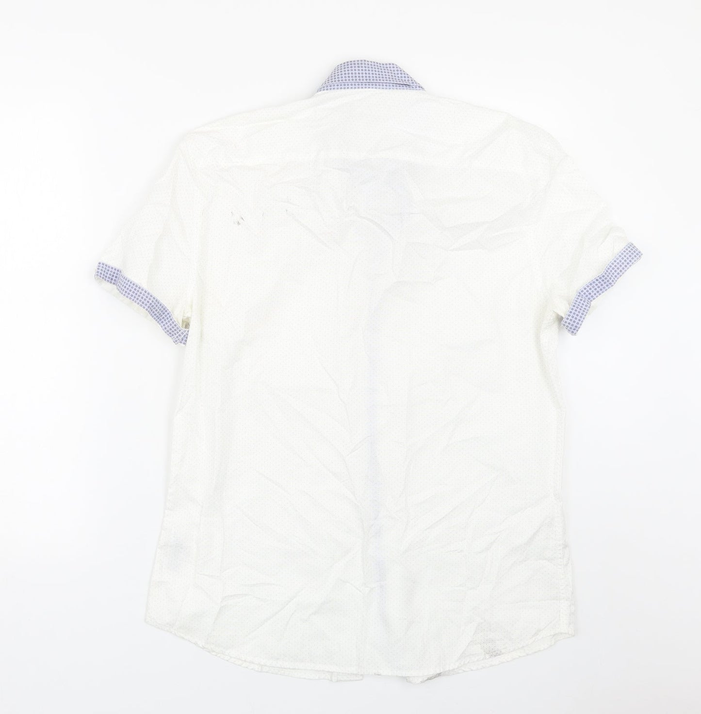 Mens UK Size M NEXT White  Button-Up Short Sleeve Casual Shirt