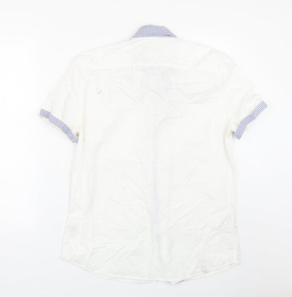 Mens UK Size M NEXT White  Button-Up Short Sleeve Casual Shirt