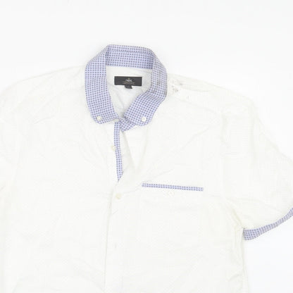 Mens UK Size M NEXT White  Button-Up Short Sleeve Casual Shirt