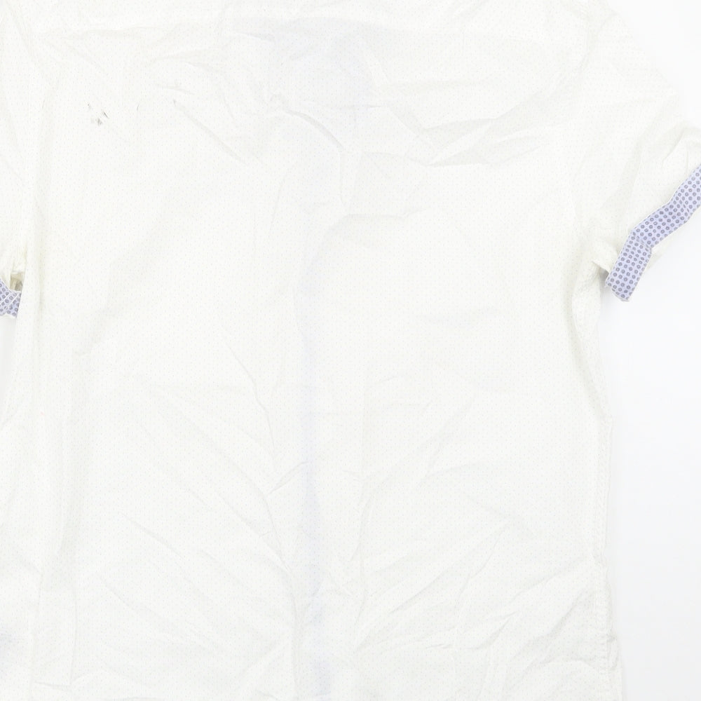 Mens UK Size M NEXT White  Button-Up Short Sleeve Casual Shirt