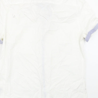 Mens UK Size M NEXT White  Button-Up Short Sleeve Casual Shirt