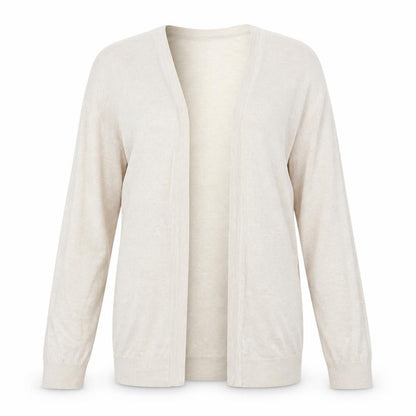 Front view of H&M women’s beige cardigan jumper, size M