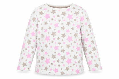Front view of Young Dimension girls’ multicoloured polka dot top pyjama top, size 7-8, years