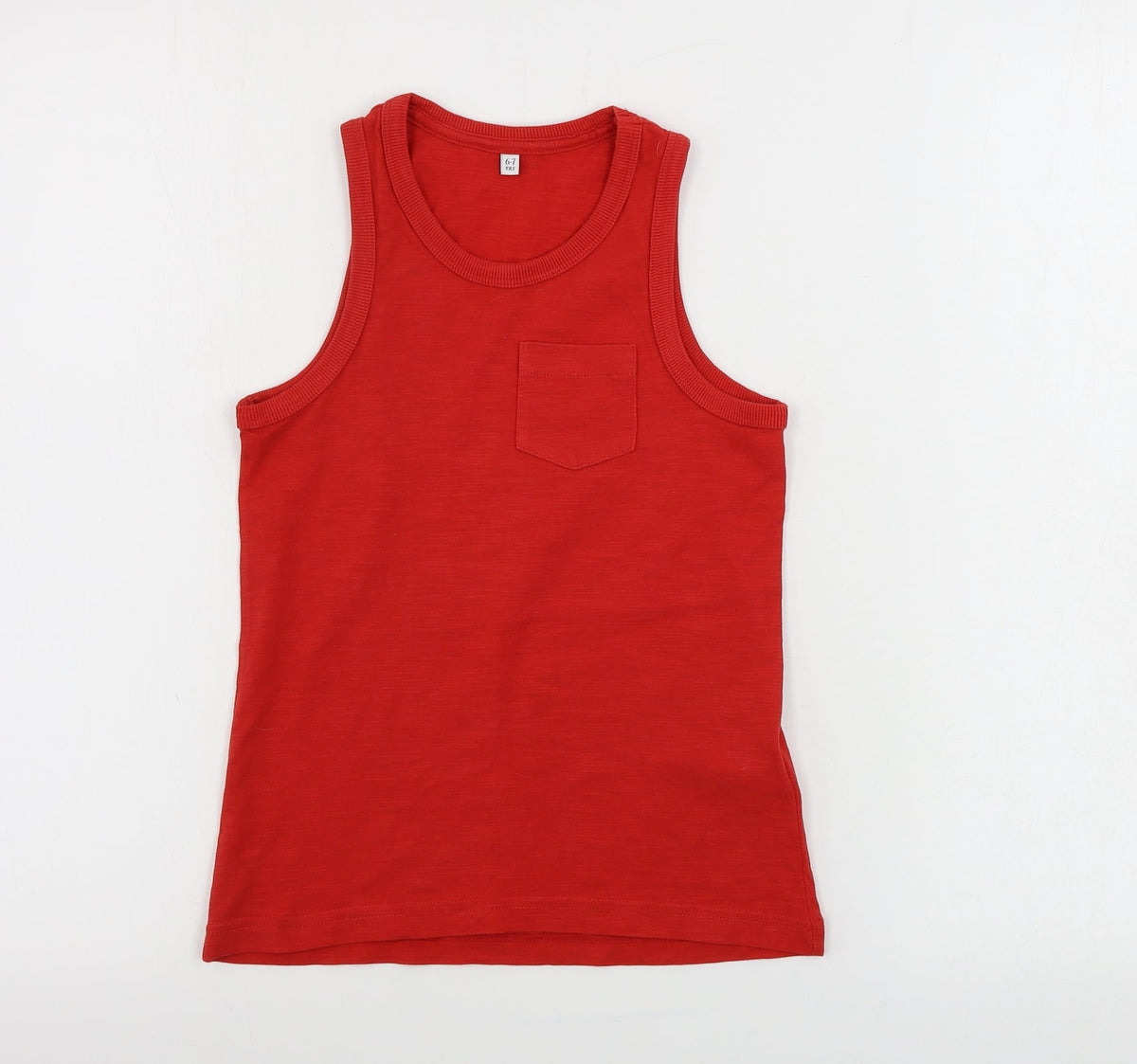 Additional front view of Marks & Spencer girls’ red basic tank, size 6-7, years