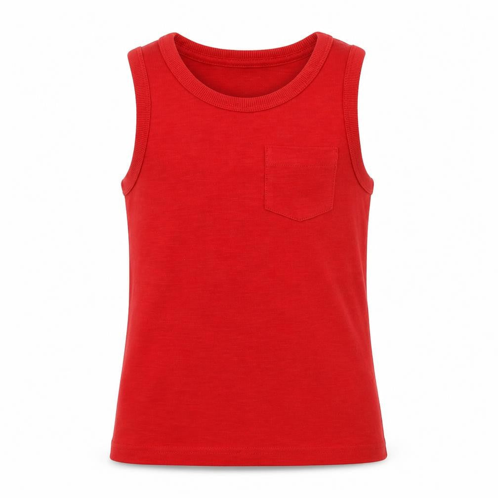Front view of Marks & Spencer girls’ red basic tank, size 6-7, years