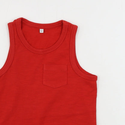 Close-up detail of Marks & Spencer girls’ red basic tank, size 6-7, years