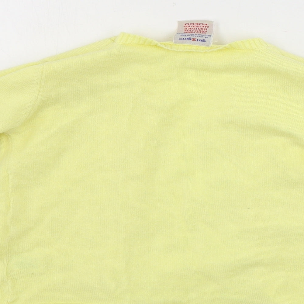 Girl 2 Girl  Girls Yellow Houndstooth  Cardigan Jumper Size 4-5 Years