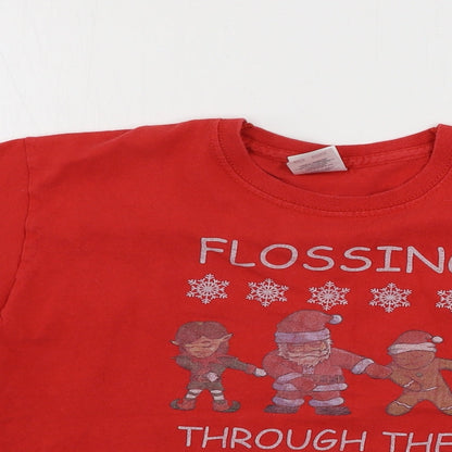 Fruit of the Loom  Boys Red   Basic T-Shirt Size 7-8 Years