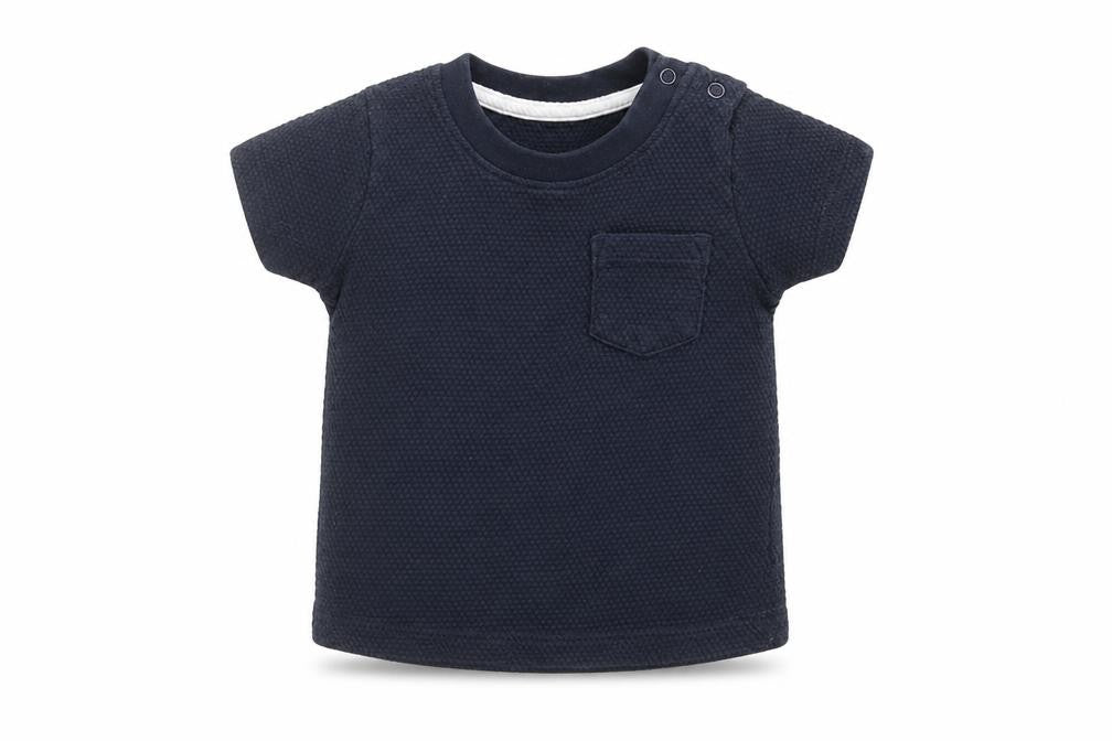 Front view of Primark Baby Blue Basic T-Shirt, size 6-9, Months - Textured