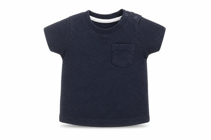 Front view of Primark Baby Blue Basic T-Shirt, size 6-9, Months - Textured