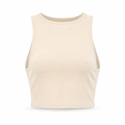 Front view of Missyempire women’s beige cropped t-shirt, size UK 10