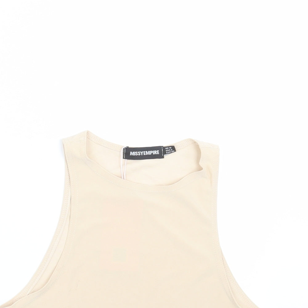 Missyempire Womens Beige   Cropped T-Shirt Size 10