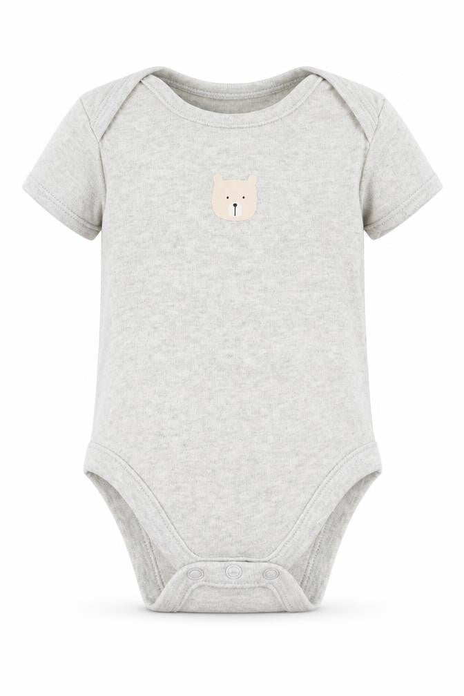 Front view of George Baby Grey Romper One-Piece, size 6-9, Months - Bear