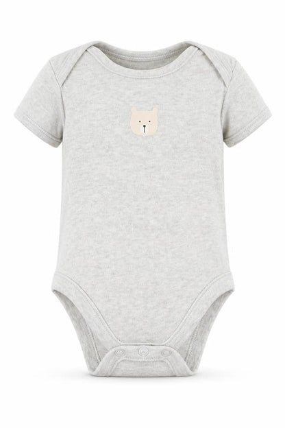 Front view of George Baby Grey Romper One-Piece, size 6-9, Months - Bear