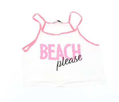 Terranova Girls White   Cropped Tank Size 12-13 Years  - Beach Please