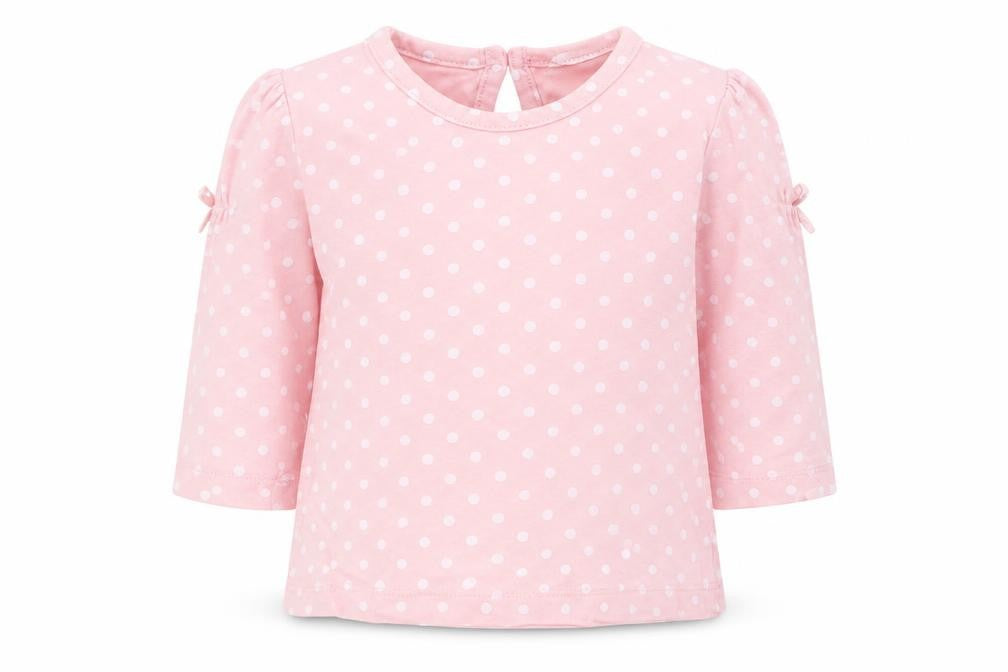 Front view of Disney Baby Baby Pink Spotted Basic T-Shirt, size 3-6, Months
