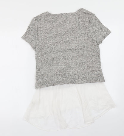 Womens UK Size M Green Envelope Grey Basic T-Shirt