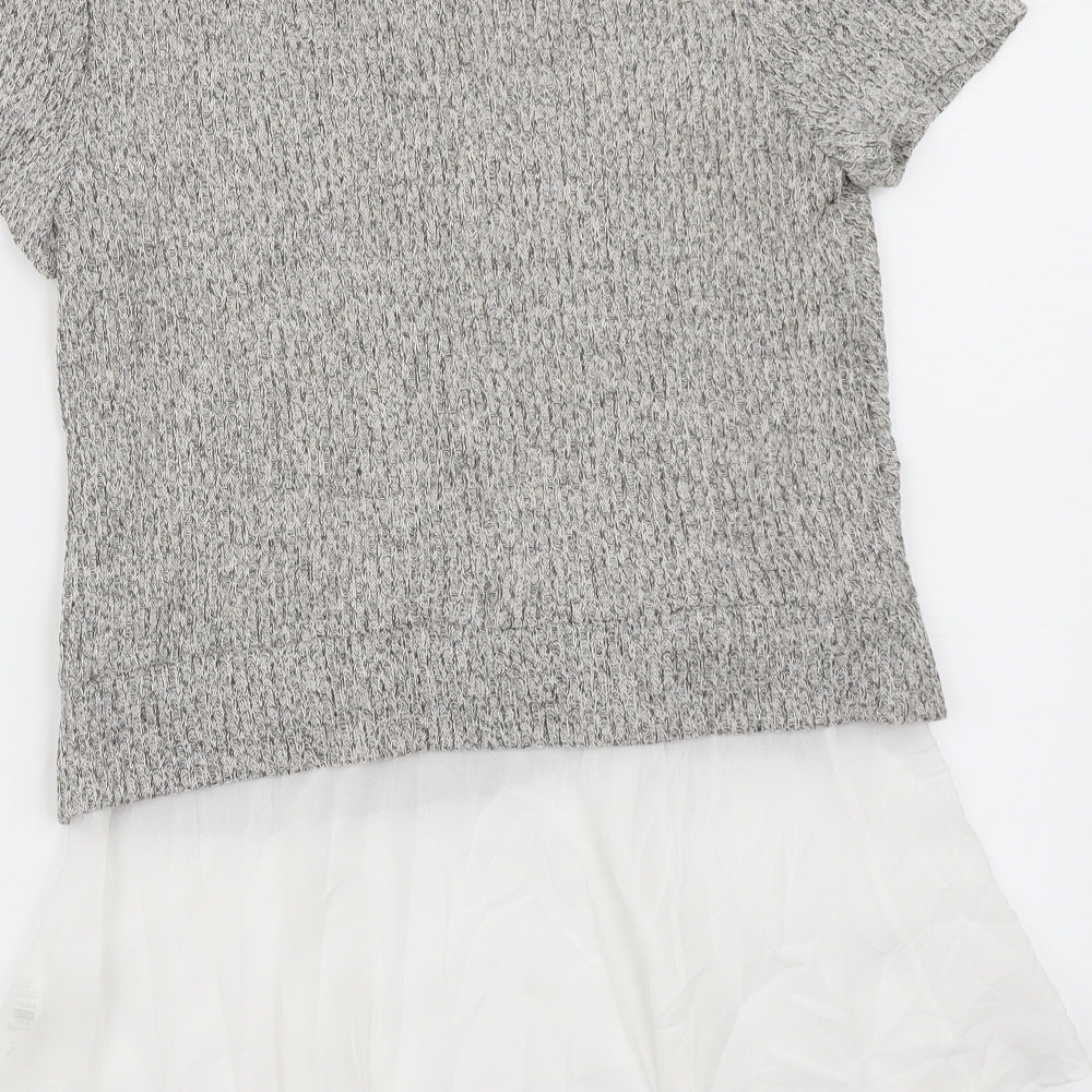 Womens UK Size M Green Envelope Grey Basic T-Shirt