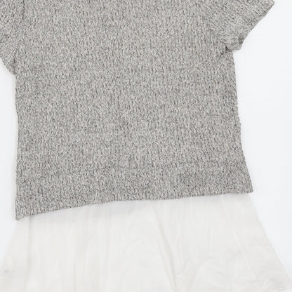 Womens UK Size M Green Envelope Grey Basic T-Shirt