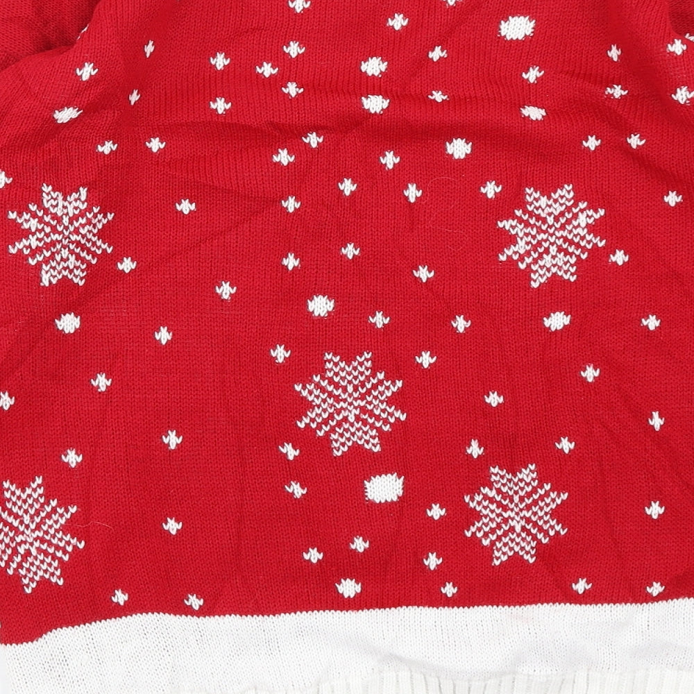 Brand and care label for Angel women’s red jumper, size S, - reindeer