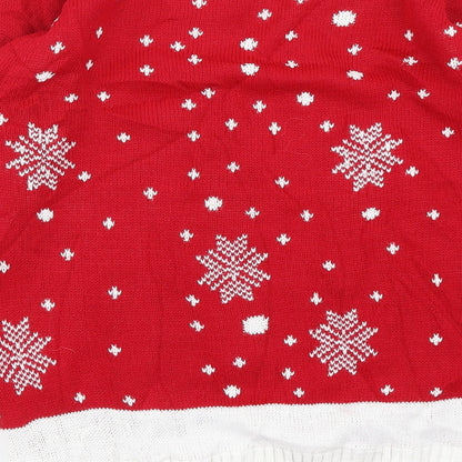 Brand and care label for Angel women’s red jumper, size S, - reindeer