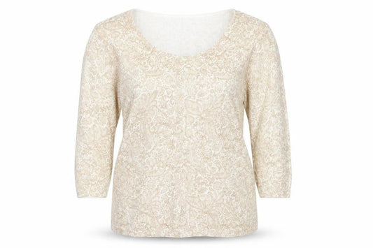 Front view of Bonmarché women’s brown paisley jumper, size M