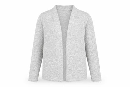Front view of Here & There girls’ grey shrug jumper, size 13-14, years
