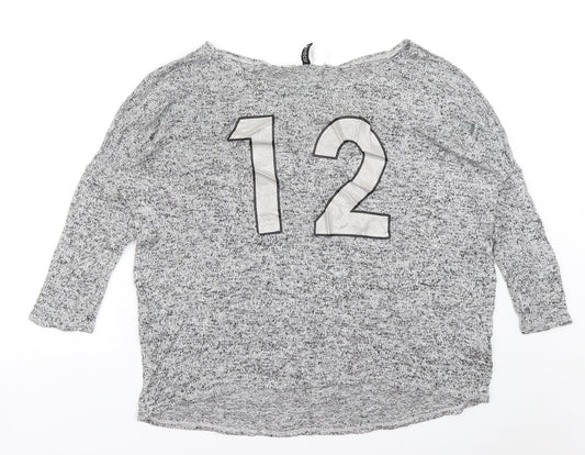 Womens UK Size M Divided Grey Pullover Jumper