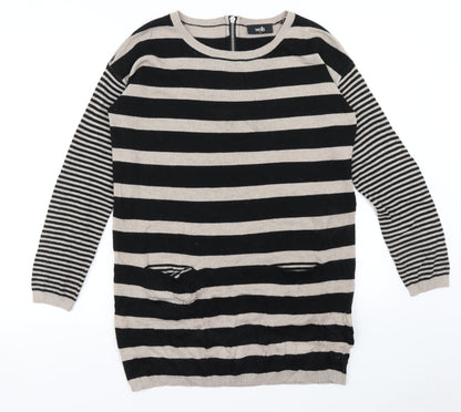 Wallis Womens Beige Striped  Jumper Dress  Size S