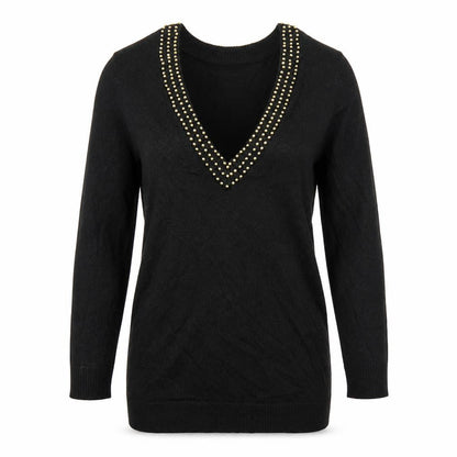 Front view of Motel Rocks women’s black jumper, size S