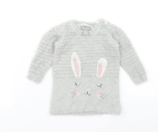 Primark Baby Grey   Pullover Jumper Size 3-6 Months  - Rabbit