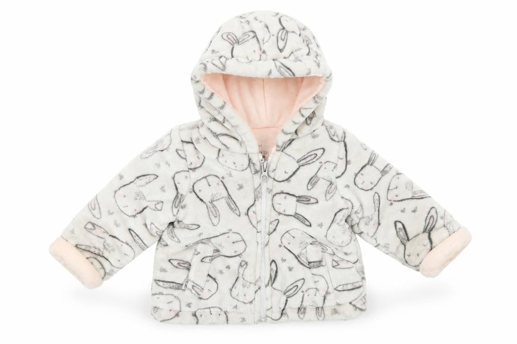 Front view of F&F girls’ grey overcoat coatigan, size 3-6, months
