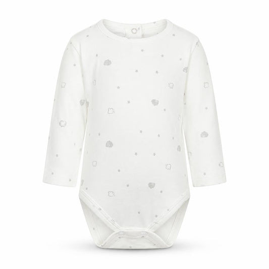 Front view of Matalan Baby White Babygrow One-Piece, size 3-6, Months