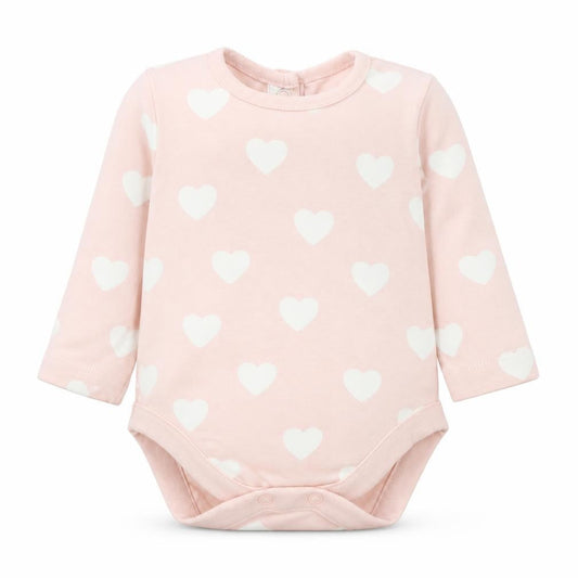 Front view of George girls’ pink polka dot babygrow one-piece, size 0-3, months
