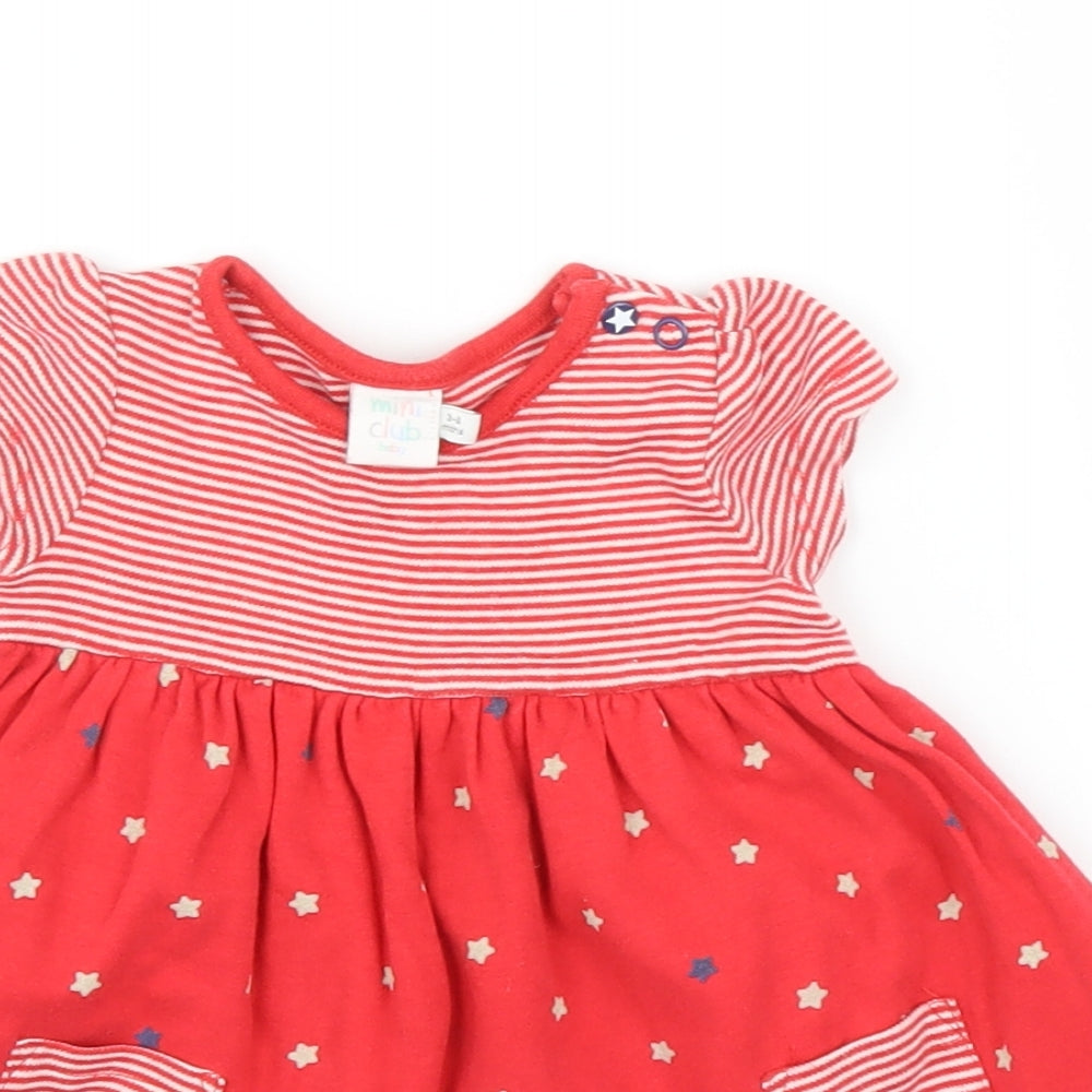 Mini Club Girls Red Striped  A-Line  Size 3-6 Months