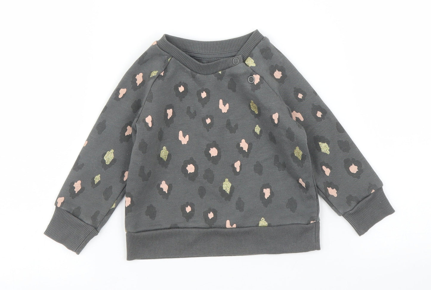 Primark Girls Grey Animal Print  Pullover Jumper Size 3-6 Months  - Leopard print