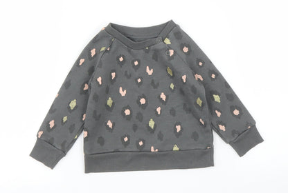 Primark Girls Grey Animal Print  Pullover Jumper Size 3-6 Months  - Leopard print