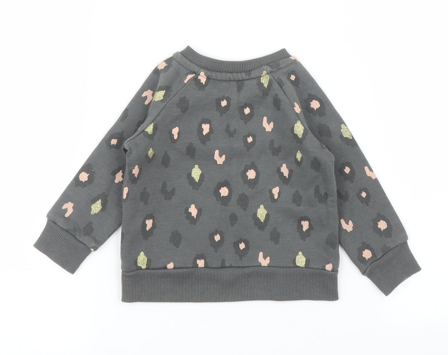 Primark Girls Grey Animal Print  Pullover Jumper Size 3-6 Months  - Leopard print
