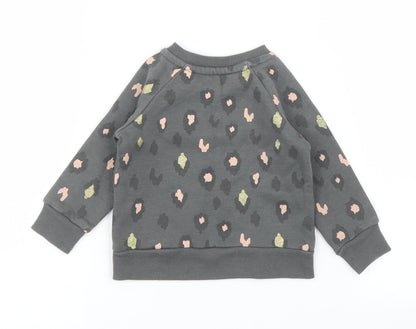 Primark Girls Grey Animal Print  Pullover Jumper Size 3-6 Months  - Leopard print