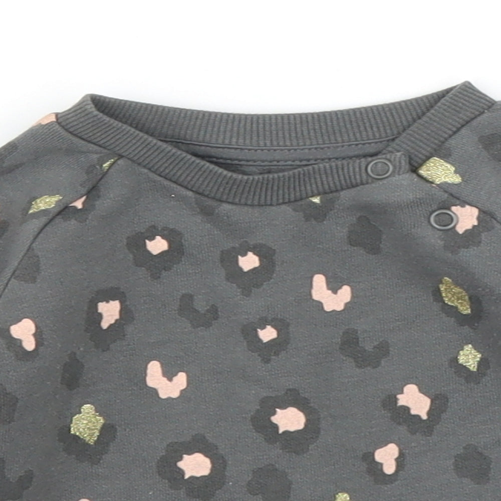 Primark Girls Grey Animal Print  Pullover Jumper Size 3-6 Months  - Leopard print
