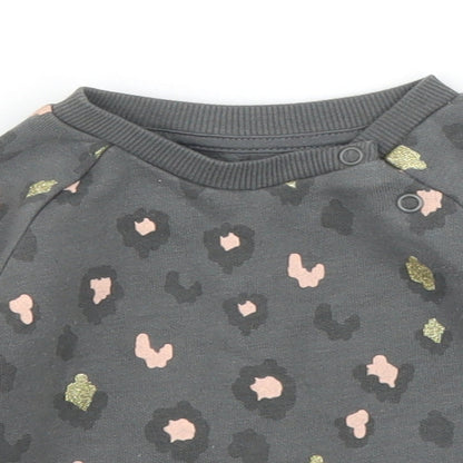 Primark Girls Grey Animal Print  Pullover Jumper Size 3-6 Months  - Leopard print