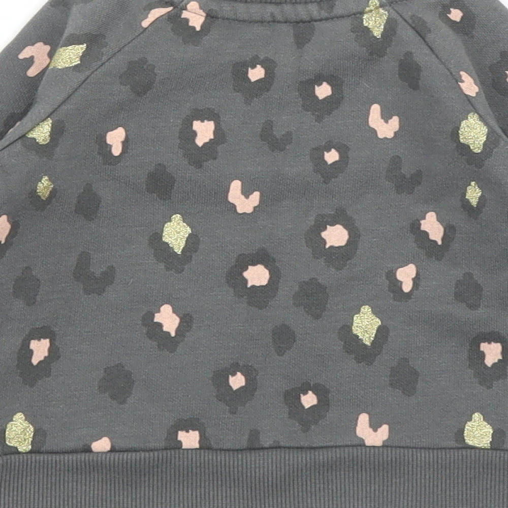 Primark Girls Grey Animal Print  Pullover Jumper Size 3-6 Months  - Leopard print