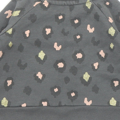 Primark Girls Grey Animal Print  Pullover Jumper Size 3-6 Months  - Leopard print